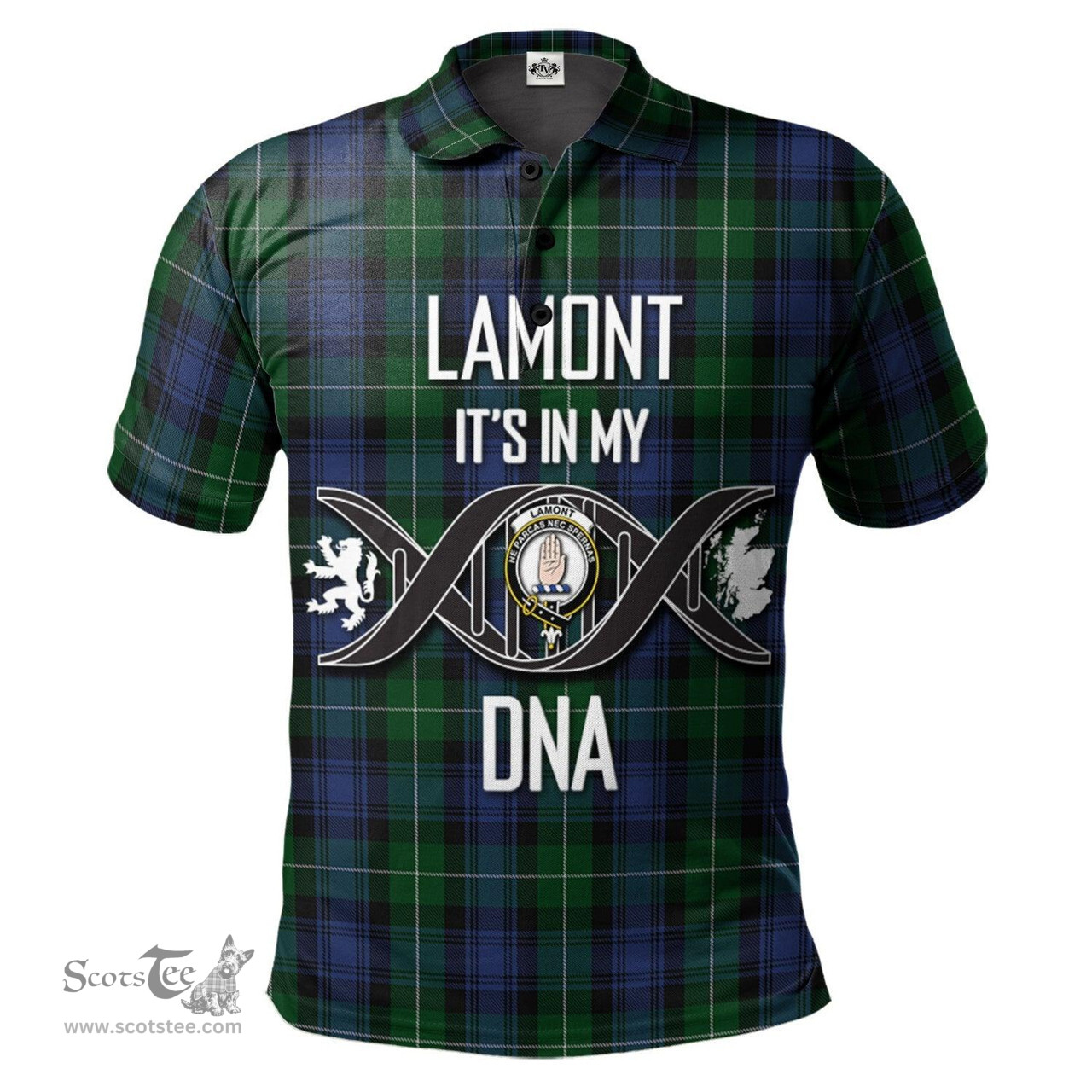 Scottish Lamont 2 Clan It's In My DNA - DNA In Me Crest Tartan Polo Shirt Scottish Plaid Tartan Plaid - ScotsTee - scotstee.com