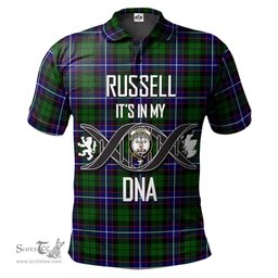 Scottish Russell Modern Clan It's In My DNA - DNA In Me Crest Tartan Polo Shirt Scottish Plaid Tartan Plaid - ScotsTee - scotstee.com