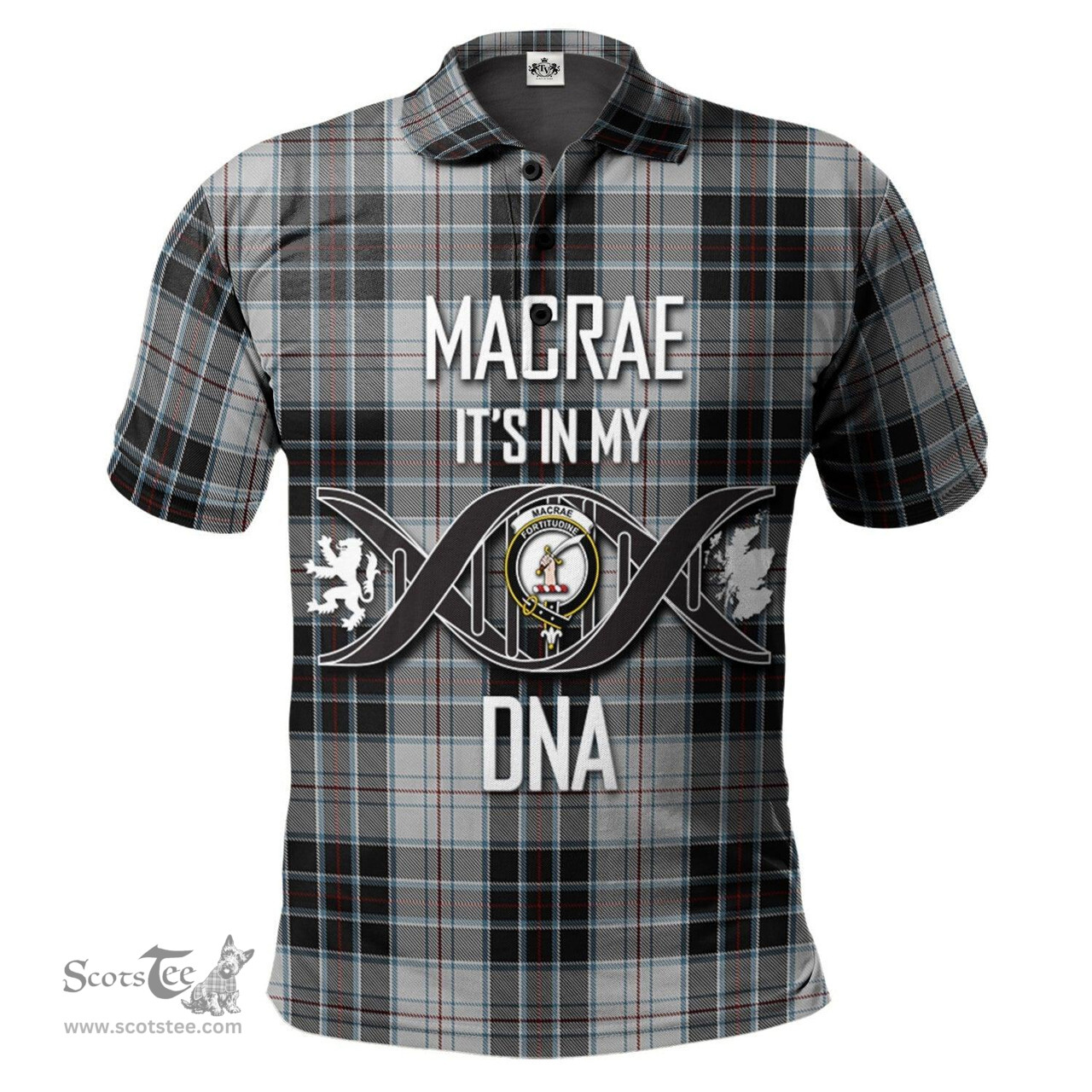 Scottish MacRae Dress Clan It's In My DNA - DNA In Me Crest Tartan Polo Shirt Scottish Plaid Tartan Plaid - ScotsTee - scotstee.com