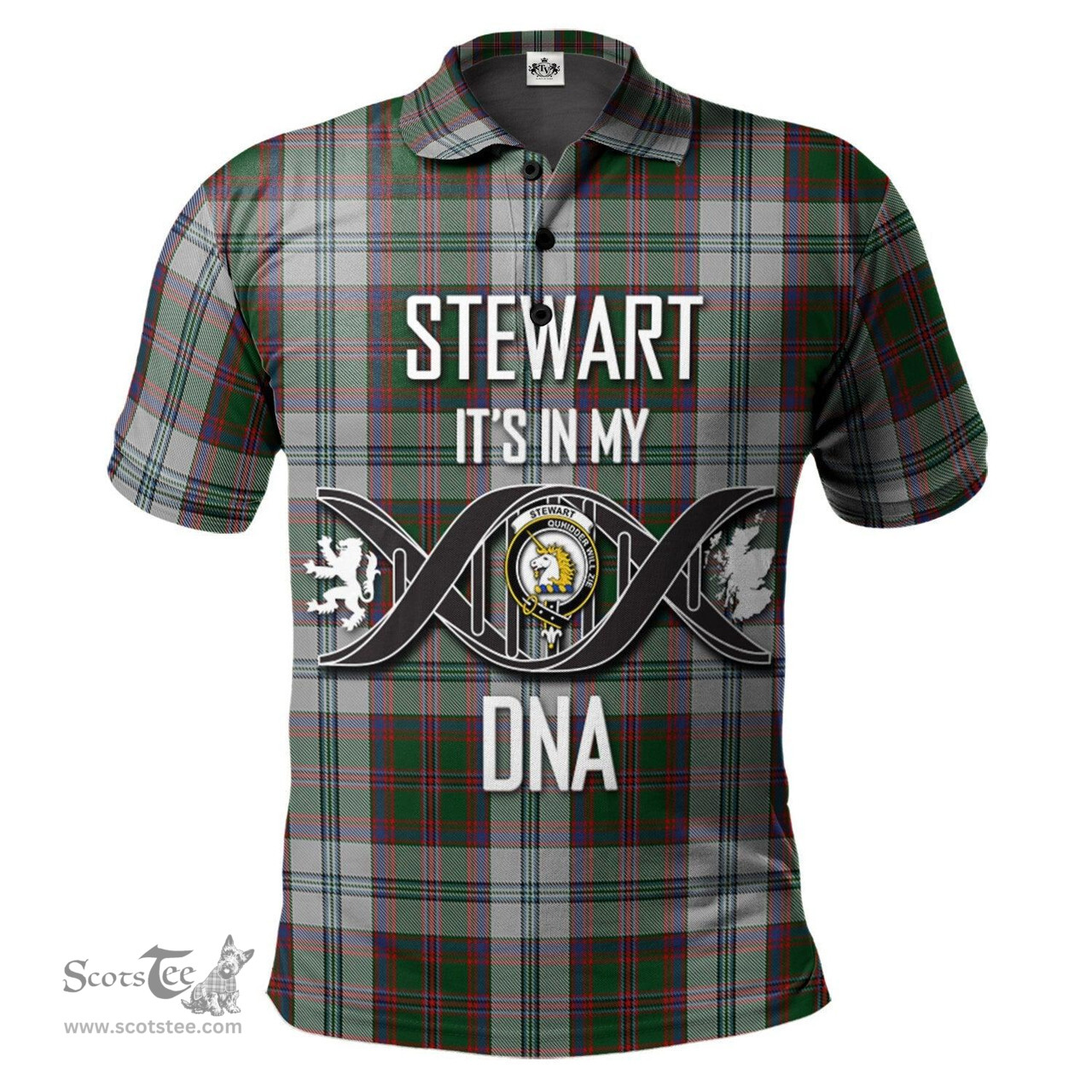 Scottish Stewart of Appin Dress Clan It's In My DNA - DNA In Me Crest Tartan Polo Shirt Scottish Plaid Tartan Plaid - ScotsTee - scotstee.com