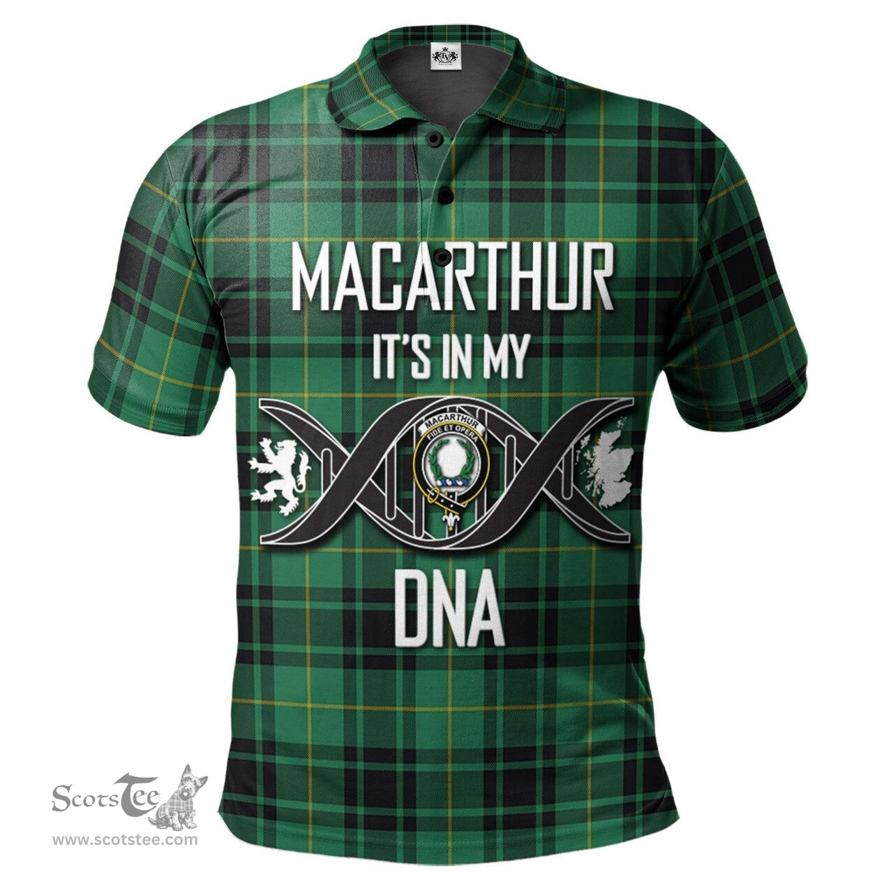 Scottish MacArthur Ancient Clan It's In My DNA - DNA In Me Crest Tartan Polo Shirt Scottish Plaid Tartan Plaid - ScotsTee - scotstee.com