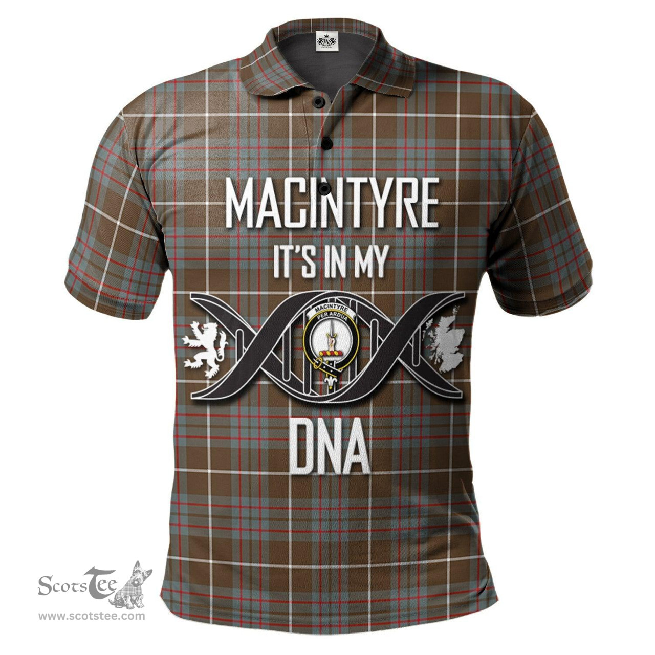 Scottish MacIntyre Hunting Weathered Clan It's In My DNA - DNA In Me Crest Tartan Polo Shirt Scottish Plaid Tartan Plaid - ScotsTee - scotstee.com
