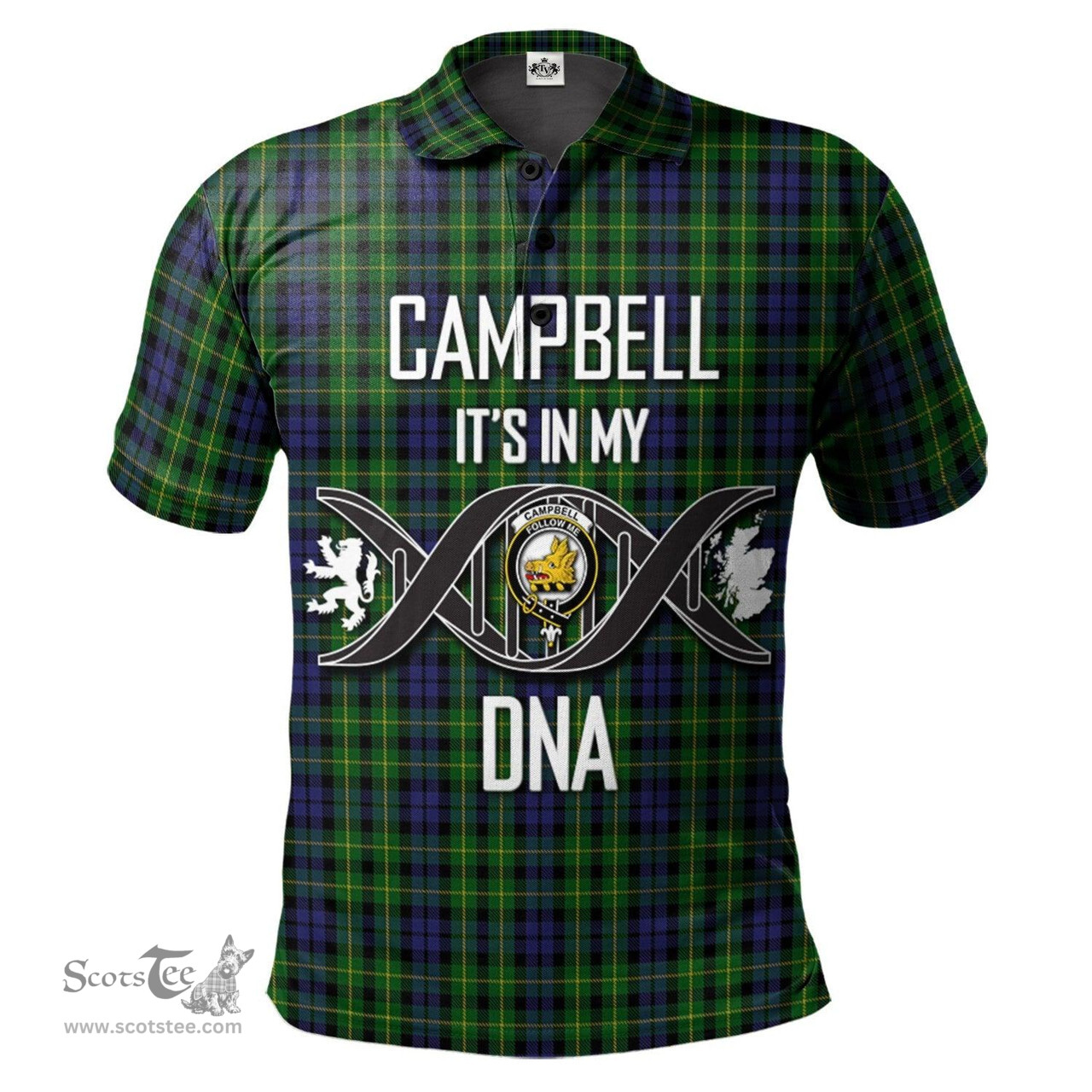 Scottish Campbell of Breadalbane Clan It's In My DNA - DNA In Me Crest Tartan Polo Shirt Scottish Plaid Tartan Plaid - ScotsTee - scotstee.com