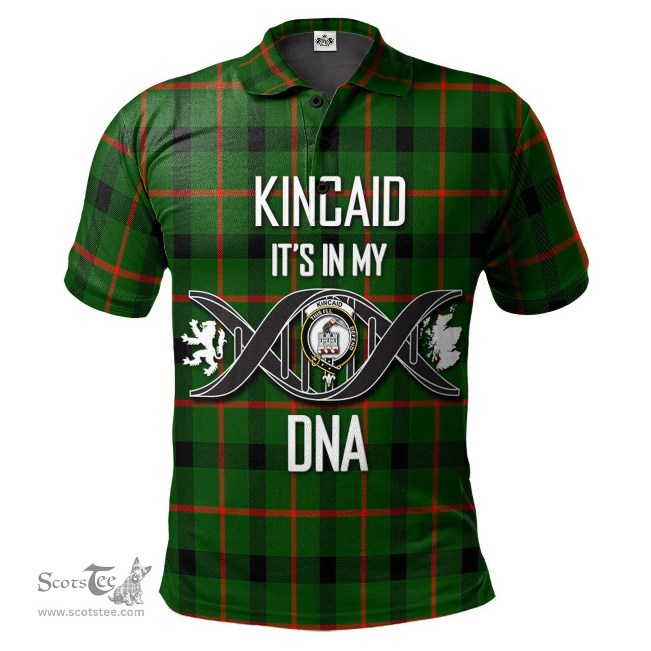 Scottish Kincaid Modern Clan It's In My DNA - DNA In Me Crest Tartan Polo Shirt Scottish Plaid Tartan Plaid - ScotsTee - scotstee.com