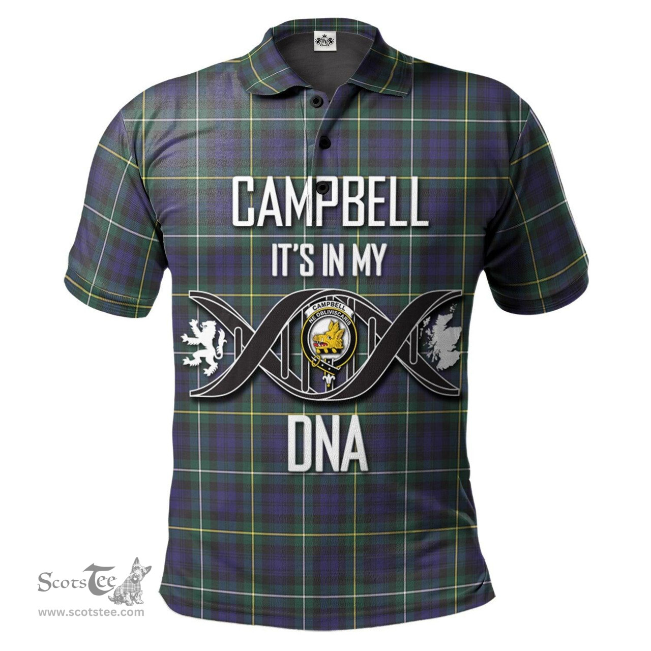 Scottish Campbell Argyll Modern Clan It's In My DNA - DNA In Me Crest Tartan Polo Shirt Scottish Plaid Tartan Plaid - ScotsTee - scotstee.com
