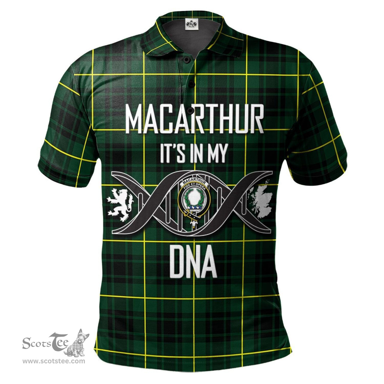Scottish MacArthur Modern Clan It's In My DNA - DNA In Me Crest Tartan Polo Shirt Scottish Plaid Tartan Plaid - ScotsTee - scotstee.com