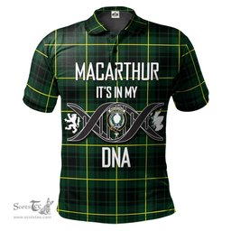 Scottish MacArthur Modern Clan It's In My DNA - DNA In Me Crest Tartan Polo Shirt Scottish Plaid Tartan Plaid - ScotsTee - scotstee.com