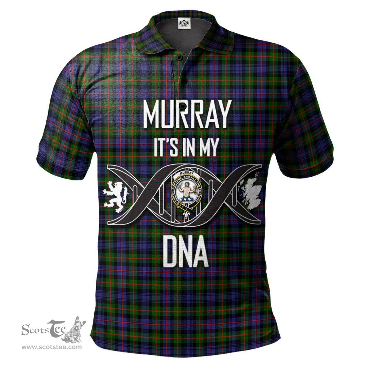 Scottish Murray of Atholl Modern Clan It's In My DNA - DNA In Me Crest Tartan Polo Shirt Scottish Plaid Tartan Plaid - ScotsTee - scotstee.com