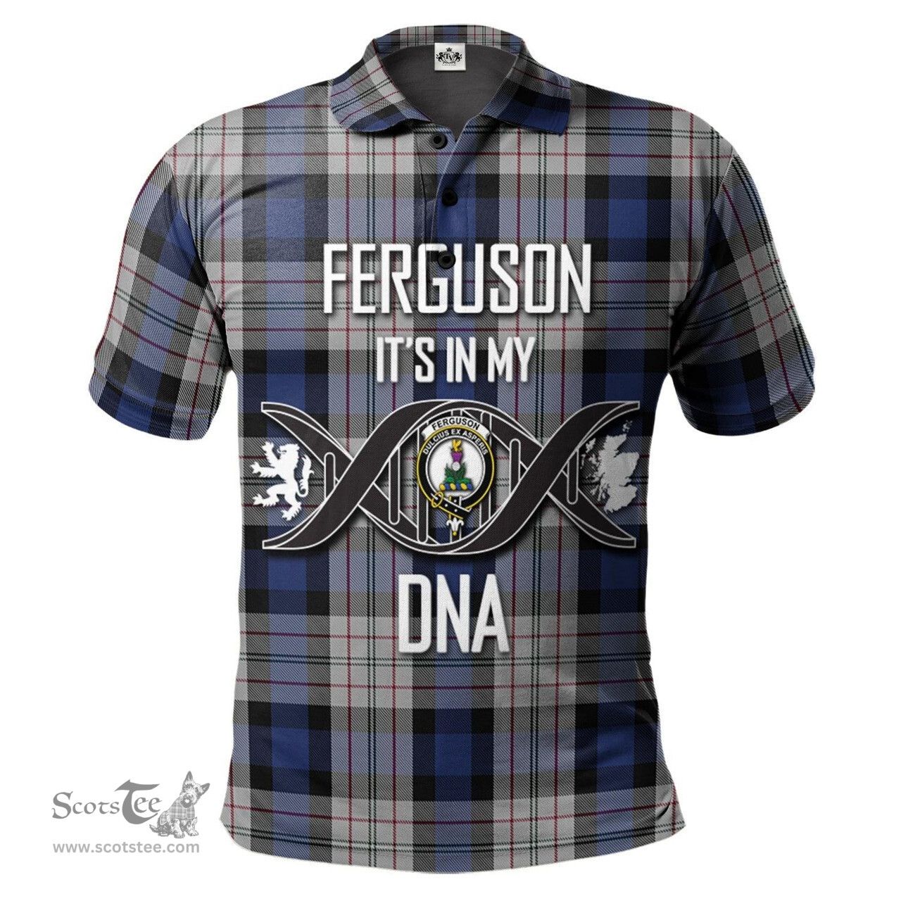 Scottish Ferguson Dress Clan It's In My DNA - DNA In Me Crest Tartan Polo Shirt Scottish Plaid Tartan Plaid - ScotsTee - scotstee.com