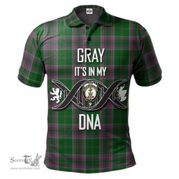 Scottish Gray Hunting Clan It's In My DNA - DNA In Me Crest Tartan Polo Shirt Scottish Plaid Tartan Plaid - ScotsTee - scotstee.com