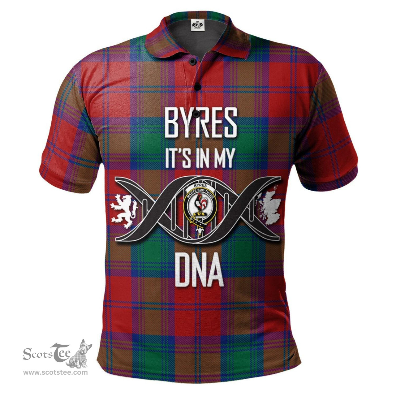Scottish Byres (Byses) Clan It's In My DNA - DNA In Me Crest Tartan Polo Shirt Scottish Plaid Tartan Plaid - ScotsTee - scotstee.com