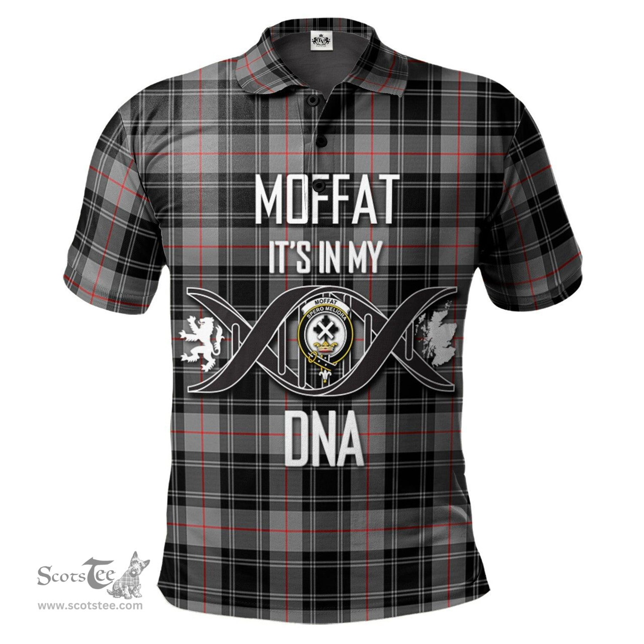 Scottish Moffat Modern Clan It's In My DNA - DNA In Me Crest Tartan Polo Shirt Scottish Plaid Tartan Plaid - ScotsTee - scotstee.com