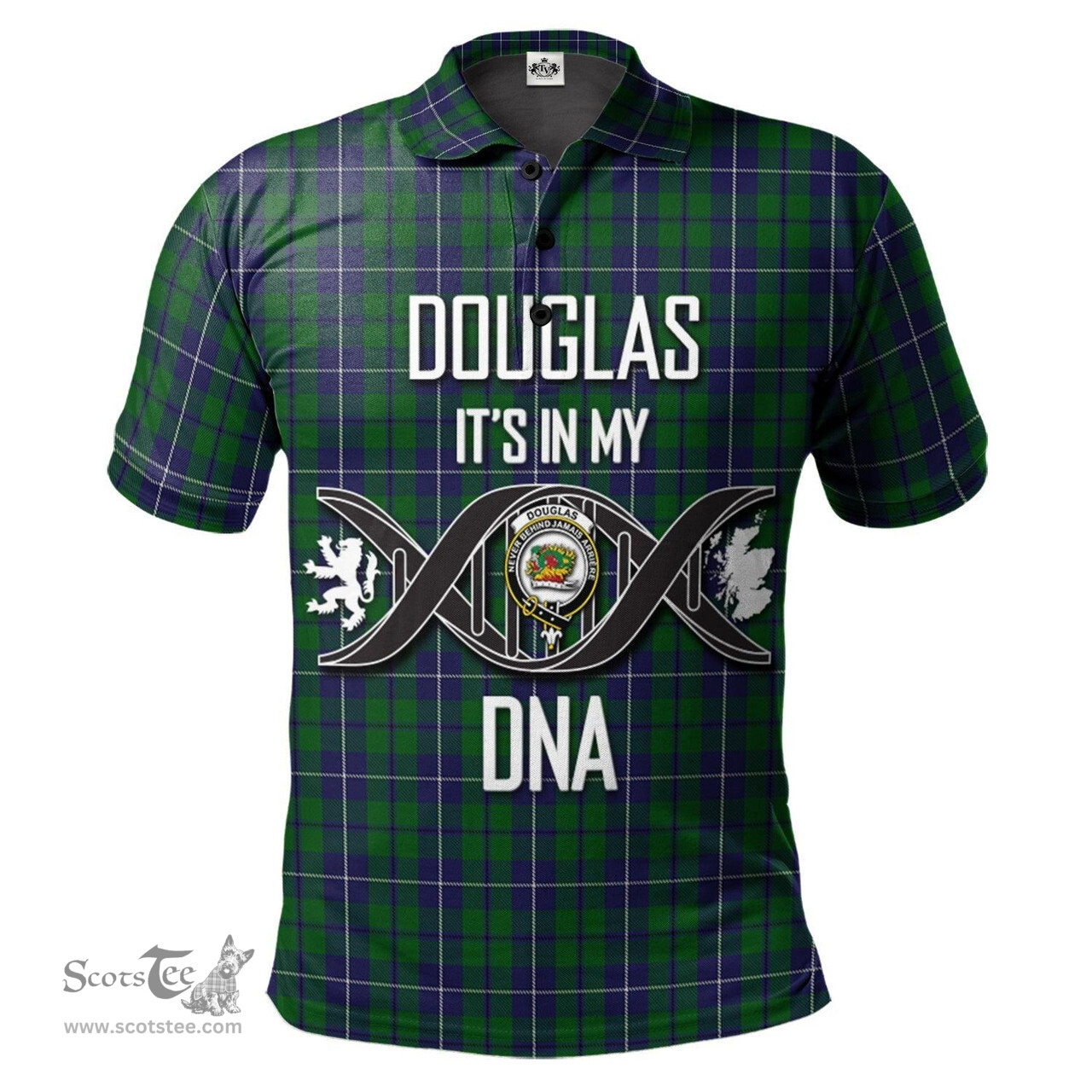Scottish Douglas Green Clan It's In My DNA - DNA In Me Crest Tartan Polo Shirt Scottish Plaid Tartan Plaid - ScotsTee - scotstee.com