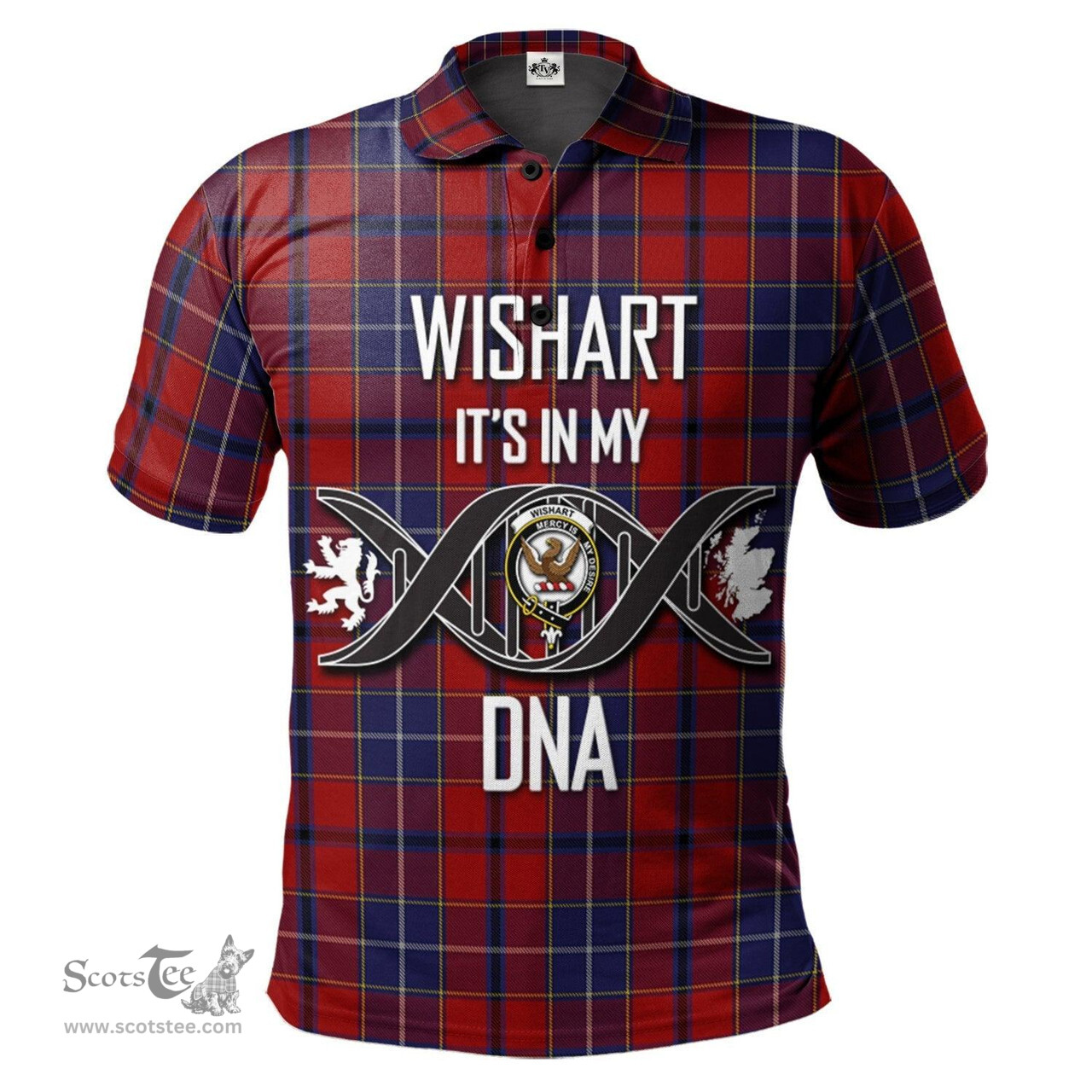 Scottish Wishart Dress Clan It's In My DNA - DNA In Me Crest Tartan Polo Shirt Scottish Plaid Tartan Plaid - ScotsTee - scotstee.com