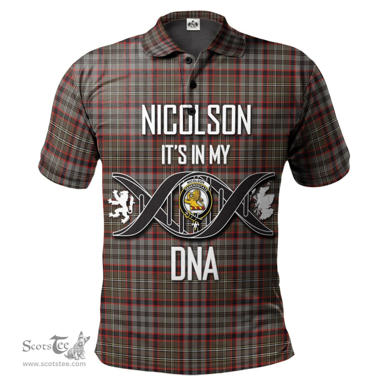 Scottish Nicolson Hunting Weathered Clan It's In My DNA - DNA In Me Crest Tartan Polo Shirt Scottish Plaid Tartan Plaid - ScotsTee - scotstee.com