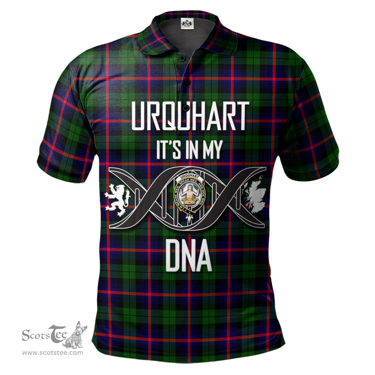 Scottish Urquhart Modern Clan It's In My DNA - DNA In Me Crest Tartan Polo Shirt Scottish Plaid Tartan Plaid - ScotsTee - scotstee.com