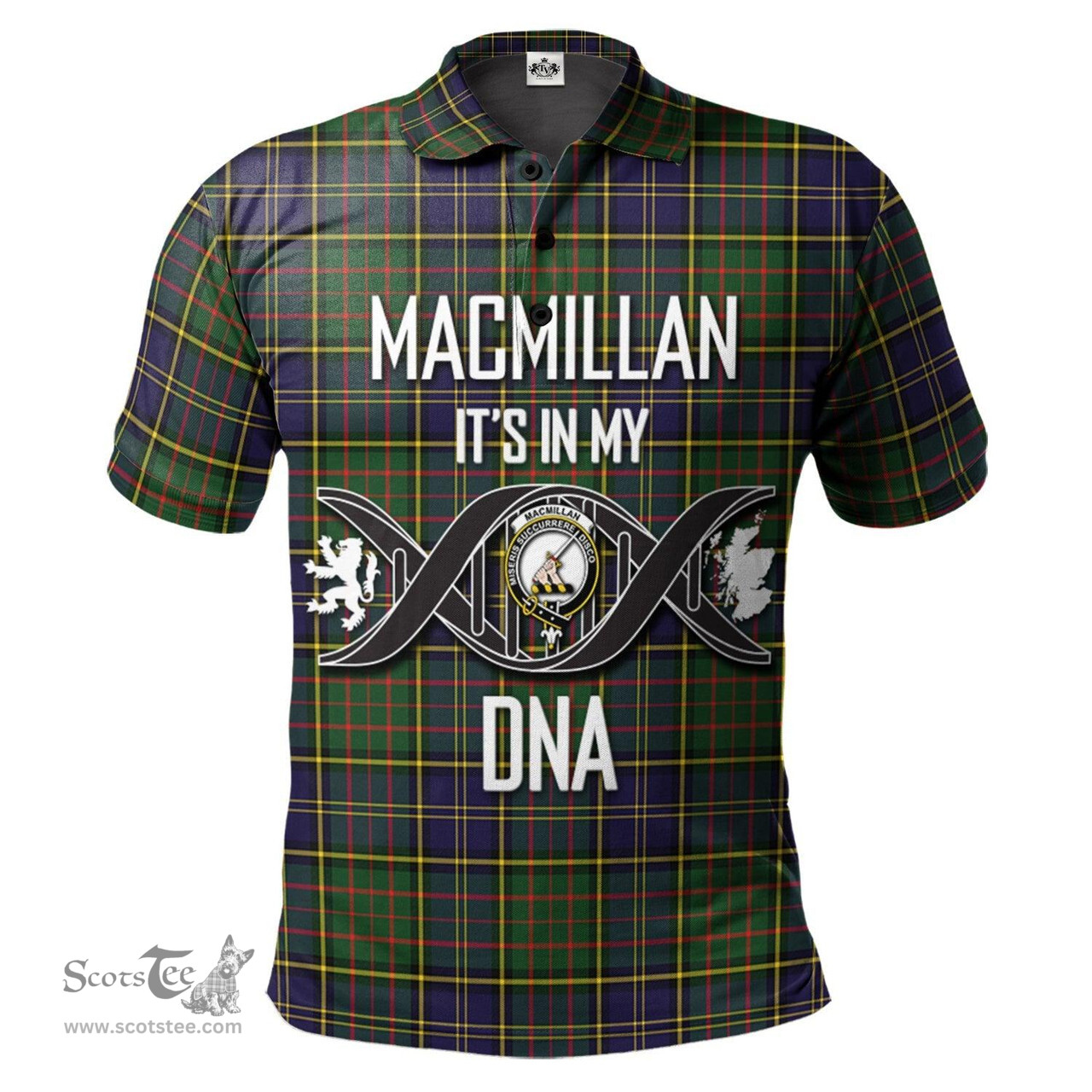 Scottish MacMillan Hunting Modern Clan It's In My DNA - DNA In Me Crest Tartan Polo Shirt Scottish Plaid Tartan Plaid - ScotsTee - scotstee.com