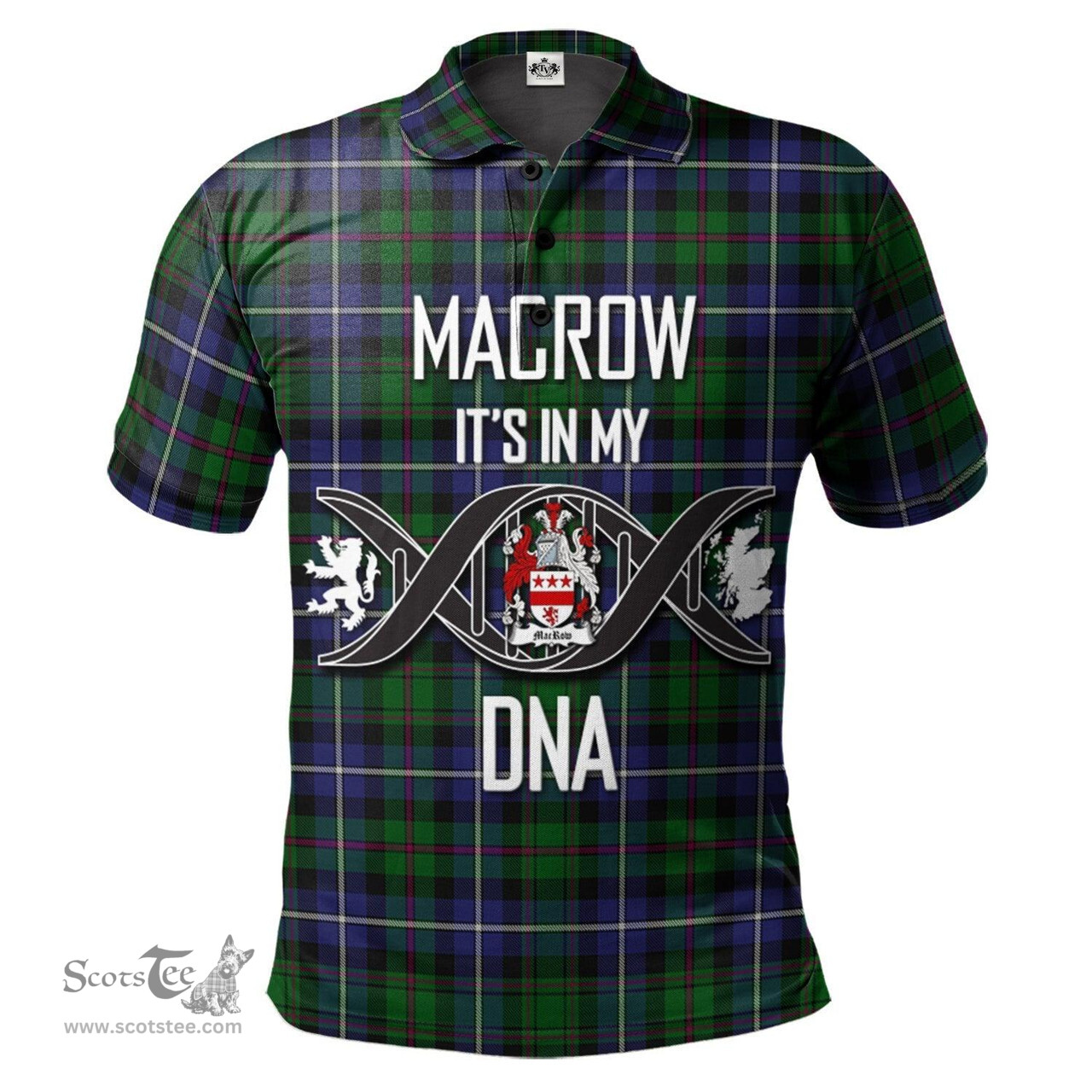 Scottish MacRow Hunting Clan It's In My DNA - DNA In Me Crest Tartan Polo Shirt Scottish Plaid Tartan Plaid - ScotsTee - scotstee.com