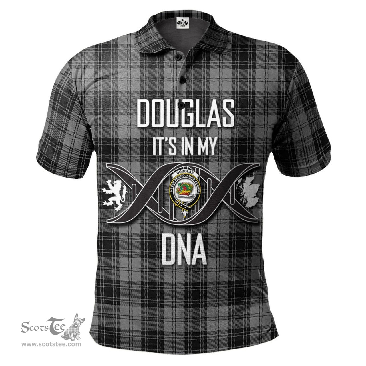 Scottish Douglas Grey Clan It's In My DNA - DNA In Me Crest Tartan Polo Shirt Scottish Plaid Tartan Plaid - ScotsTee - scotstee.com