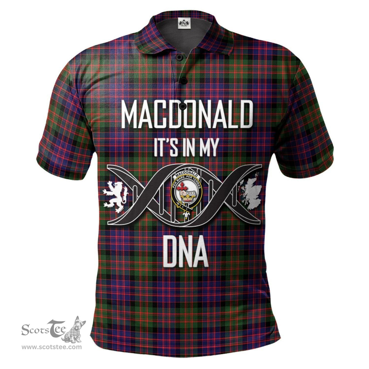 Scottish MacDonald Modern Clan It's In My DNA - DNA In Me Crest Tartan Polo Shirt Scottish Plaid Tartan Plaid - ScotsTee - scotstee.com