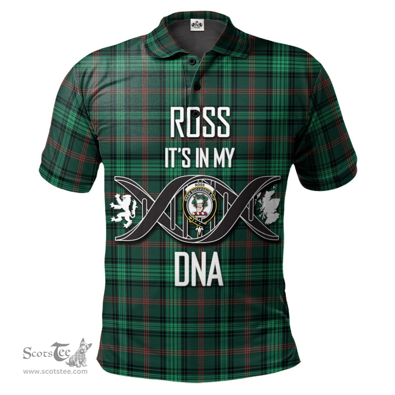 Scottish Ross Hunting Modern Clan It's In My DNA - DNA In Me Crest Tartan Polo Shirt Scottish Plaid Tartan Plaid - ScotsTee - scotstee.com