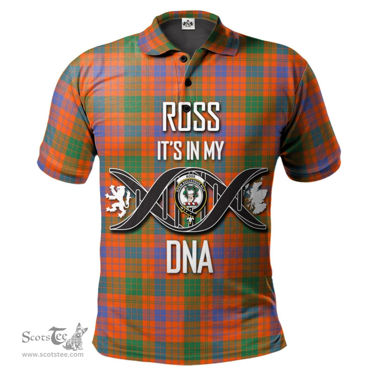 Scottish Ross Ancient Clan It's In My DNA - DNA In Me Crest Tartan Polo Shirt Scottish Plaid Tartan Plaid - ScotsTee - scotstee.com