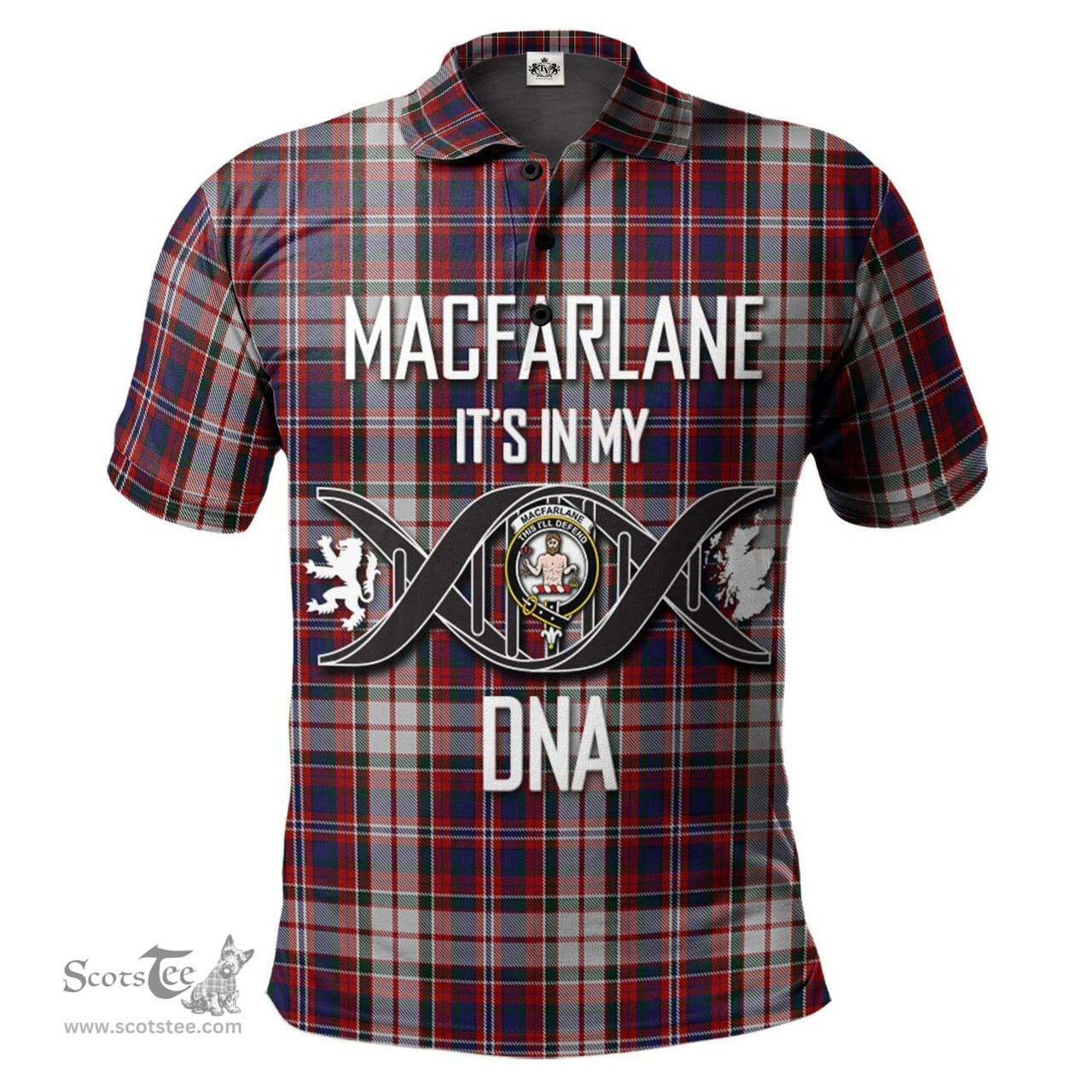 Scottish MacFarlane Dress Clan It's In My DNA - DNA In Me Crest Tartan Polo Shirt Scottish Plaid Tartan Plaid - ScotsTee - scotstee.com