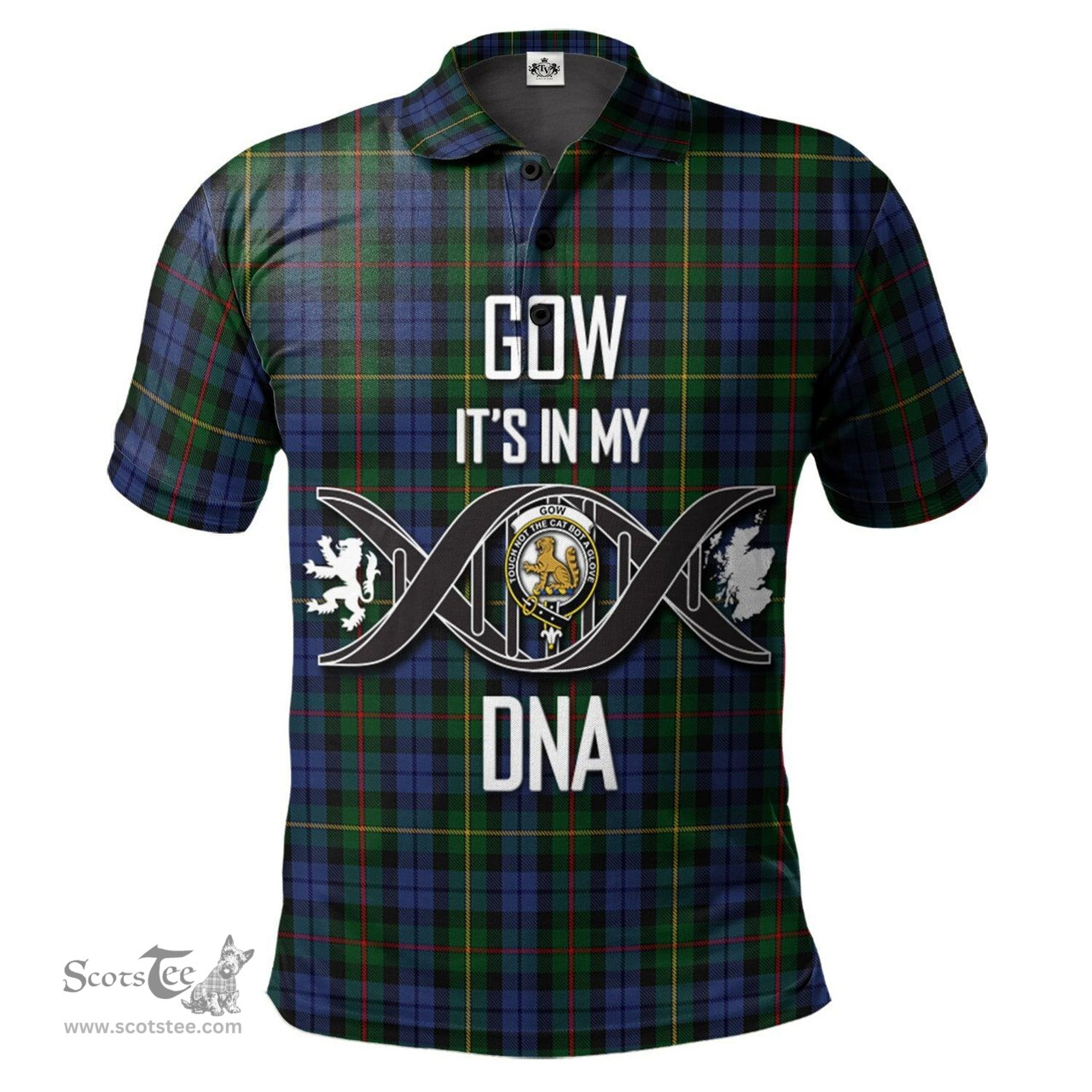 Scottish Gow Hunting Clan It's In My DNA - DNA In Me Crest Tartan Polo Shirt Scottish Plaid Tartan Plaid - ScotsTee - scotstee.com