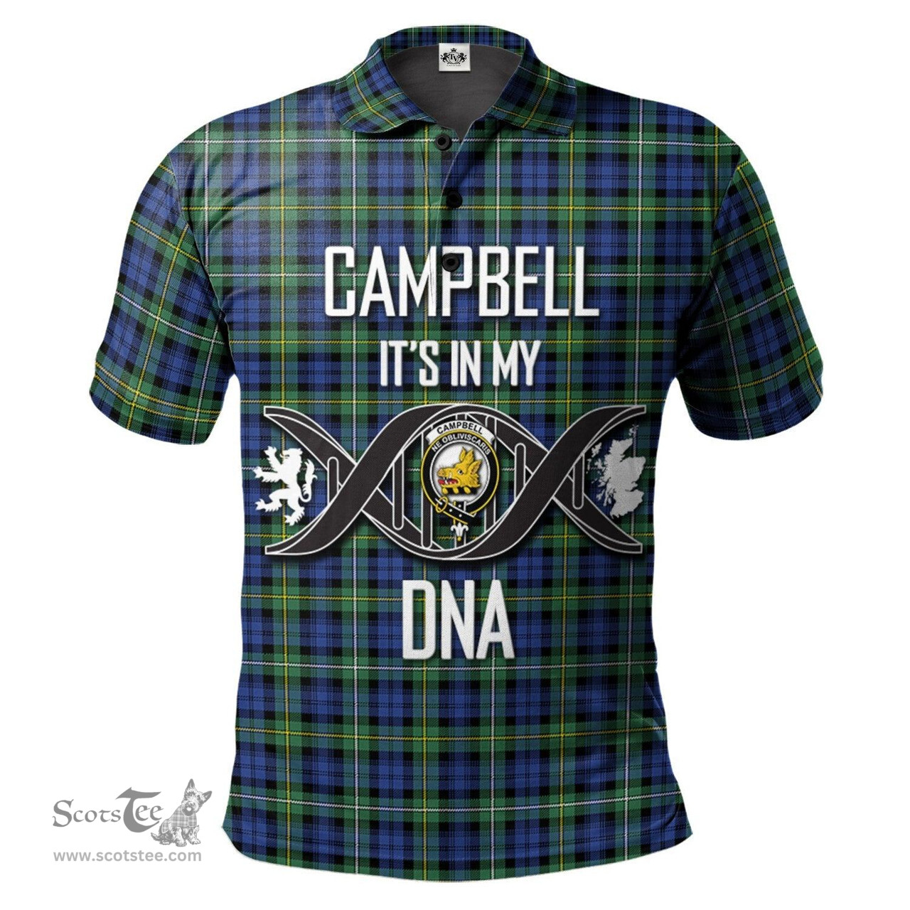 Scottish Campbell Argyll Ancient Clan It's In My DNA - DNA In Me Crest Tartan Polo Shirt Scottish Plaid Tartan Plaid - ScotsTee - scotstee.com