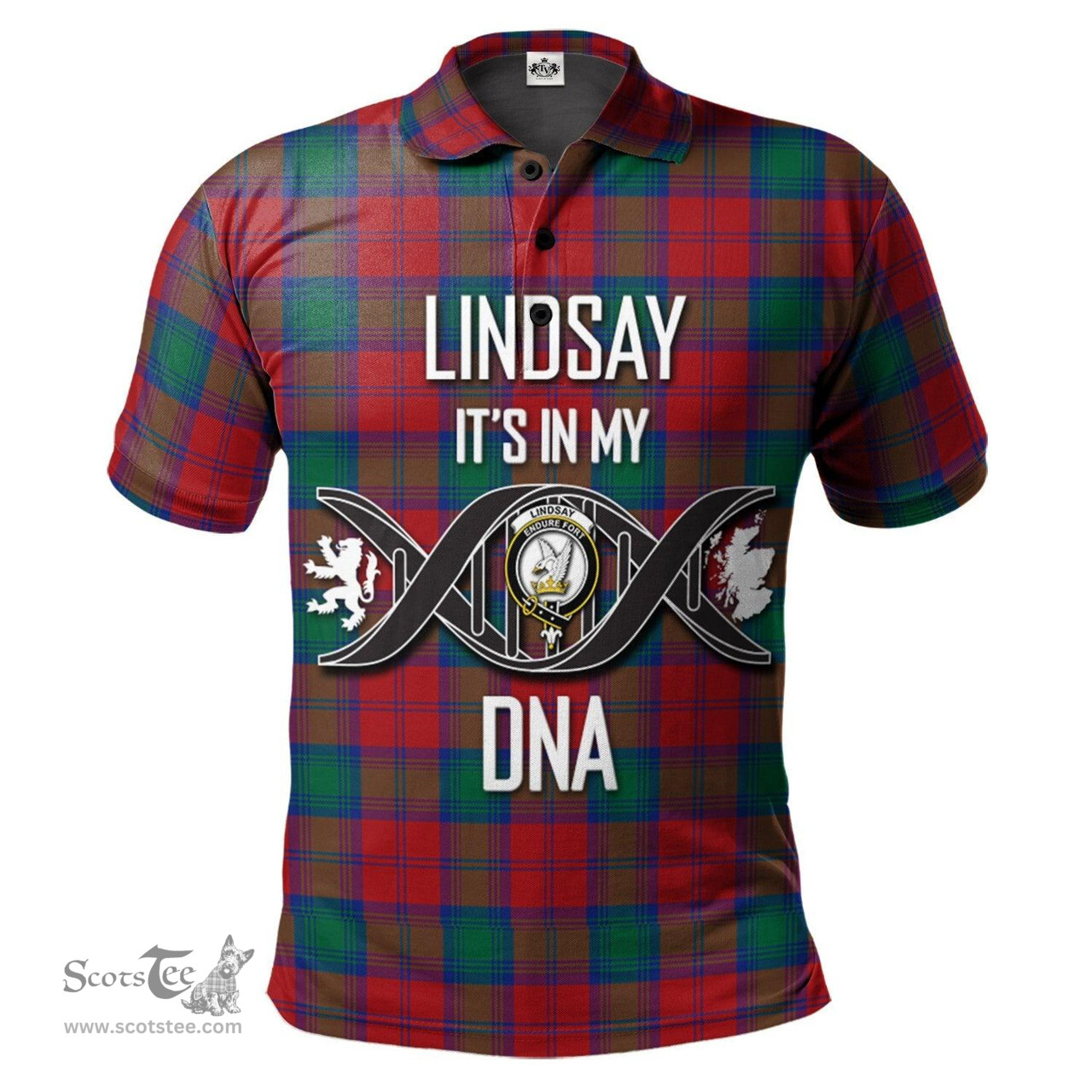 Scottish Lindsay Modern Clan It's In My DNA - DNA In Me Crest Tartan Polo Shirt Scottish Plaid Tartan Plaid - ScotsTee - scotstee.com