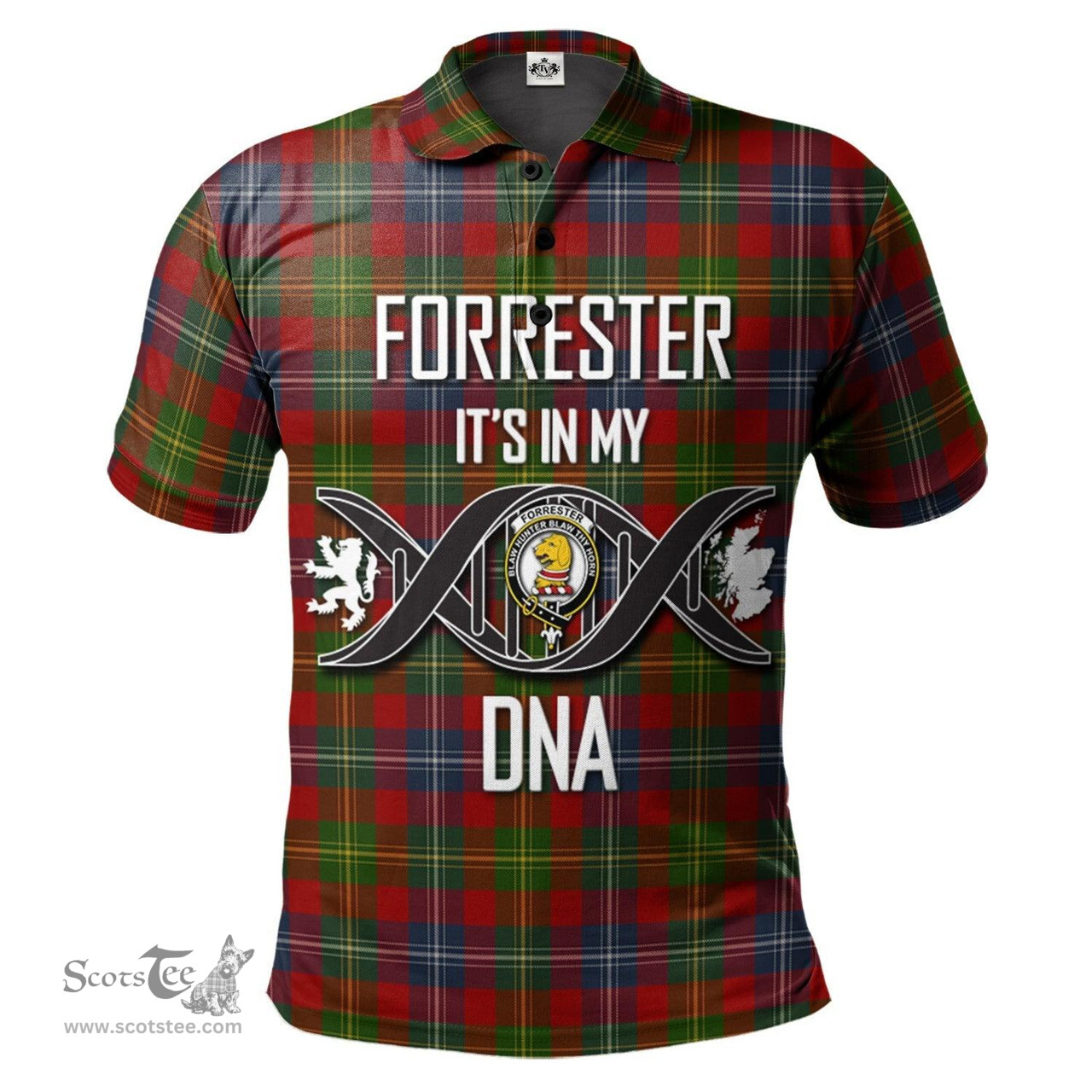 Scottish Forrester or Foster Clan It's In My DNA - DNA In Me Crest Tartan Polo Shirt Scottish Plaid Tartan Plaid - ScotsTee - scotstee.com