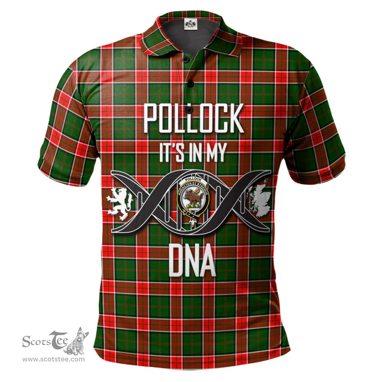 Scottish Pollock Modern Clan It's In My DNA - DNA In Me Crest Tartan Polo Shirt Scottish Plaid Tartan Plaid - ScotsTee - scotstee.com