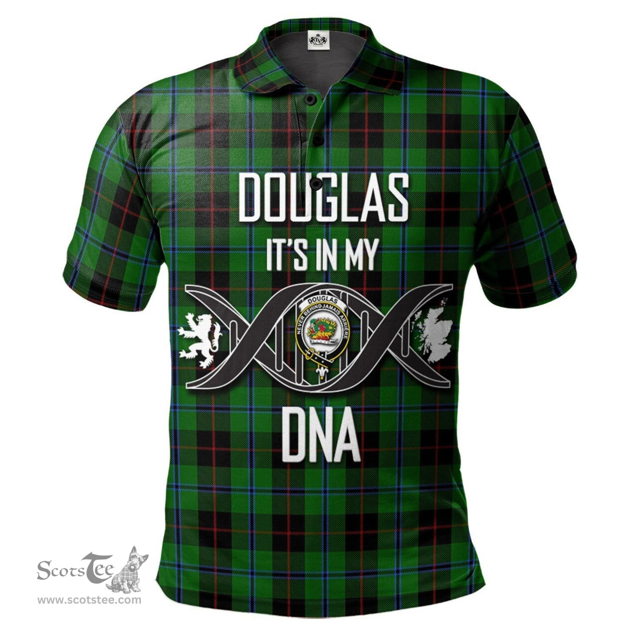 Scottish Douglas Black Clan It's In My DNA - DNA In Me Crest Tartan Polo Shirt Scottish Plaid Tartan Plaid - ScotsTee - scotstee.com