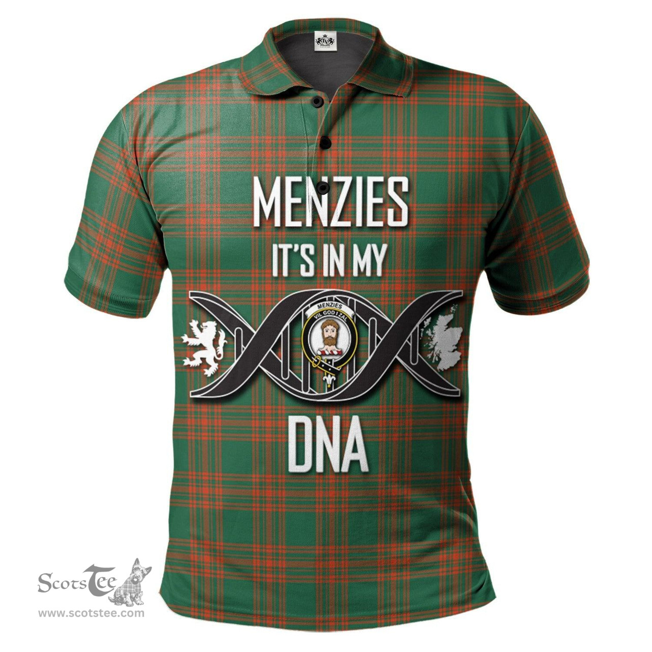 Scottish Menzies Green Ancient Clan It's In My DNA - DNA In Me Crest Tartan Polo Shirt Scottish Plaid Tartan Plaid - ScotsTee - scotstee.com