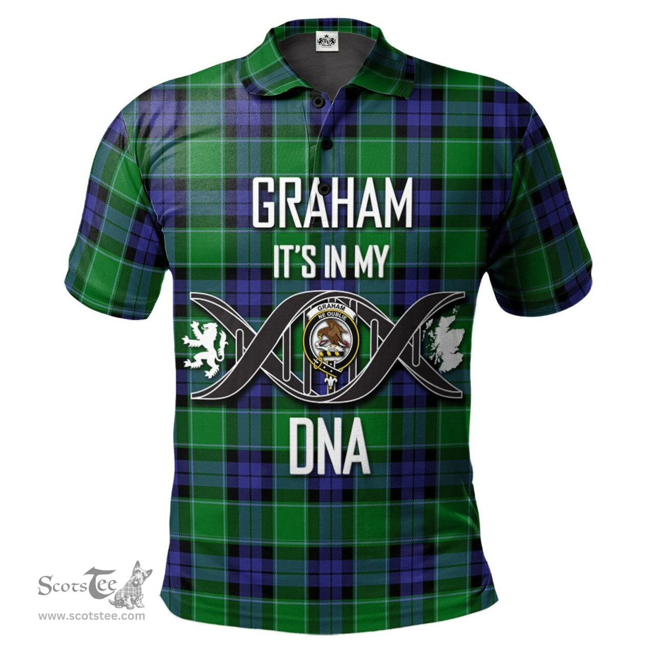 Scottish Graham of Menteith Modern Clan It's In My DNA - DNA In Me Crest Tartan Polo Shirt Scottish Plaid Tartan Plaid - ScotsTee - scotstee.com