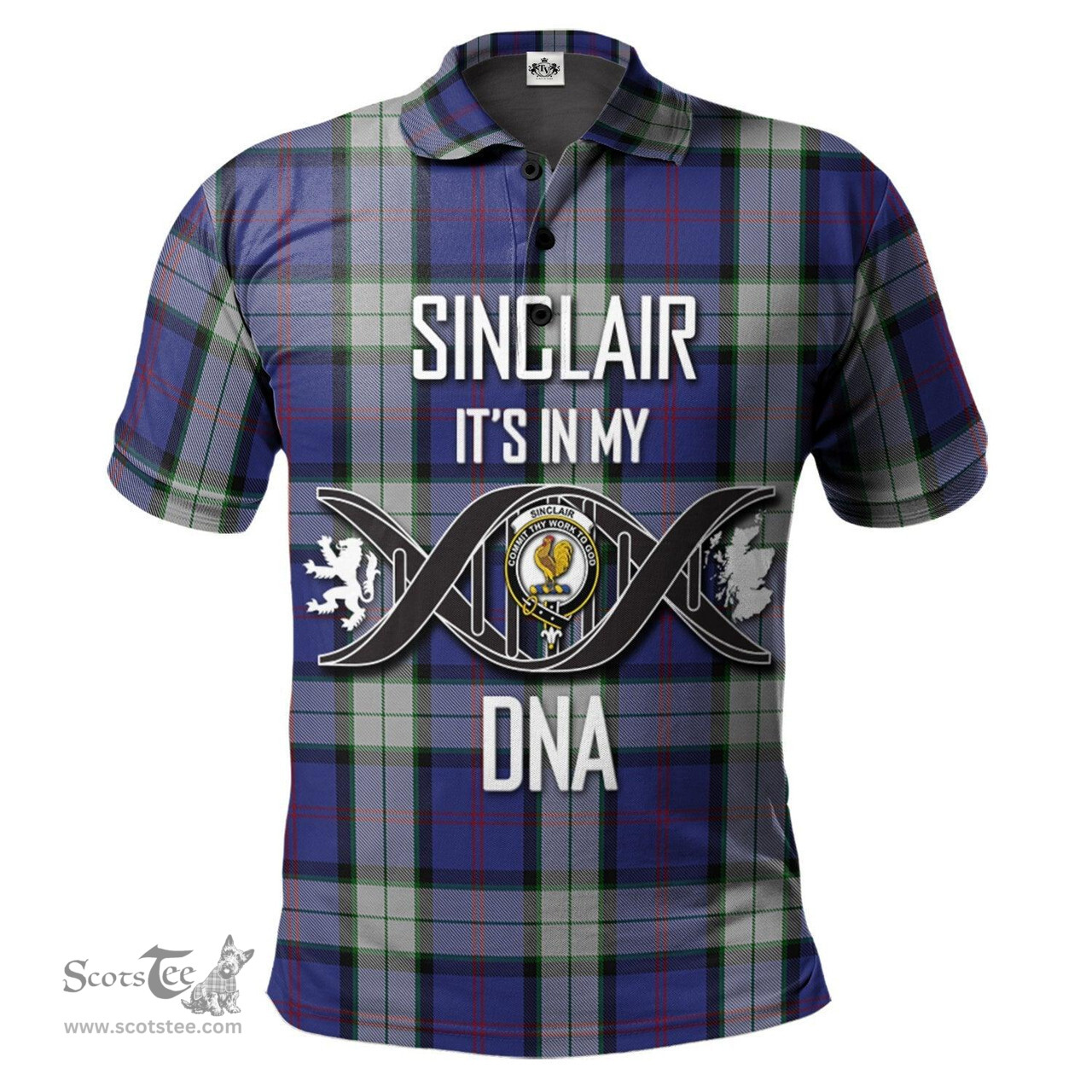Scottish Sinclair Dress Clan It's In My DNA - DNA In Me Crest Tartan Polo Shirt Scottish Plaid Tartan Plaid - ScotsTee - scotstee.com