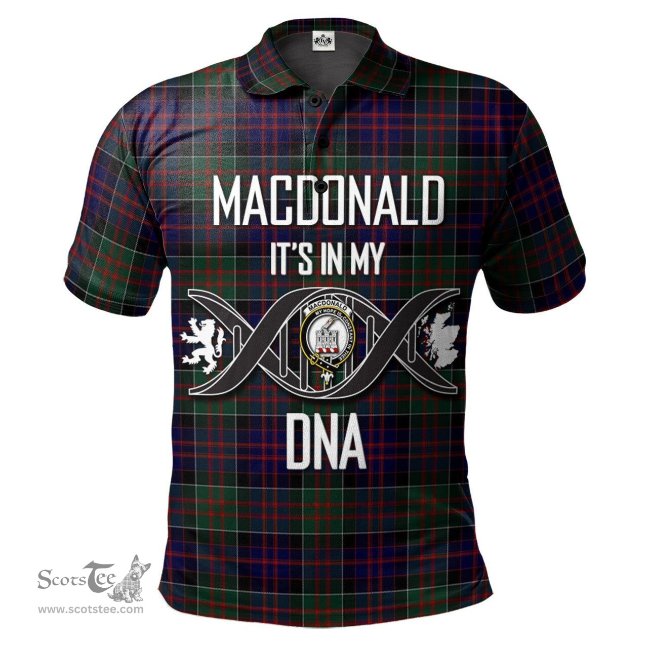 Scottish MacDonald of Clanranald Clan It's In My DNA - DNA In Me Crest Tartan Polo Shirt Scottish Plaid Tartan Plaid - ScotsTee - scotstee.com