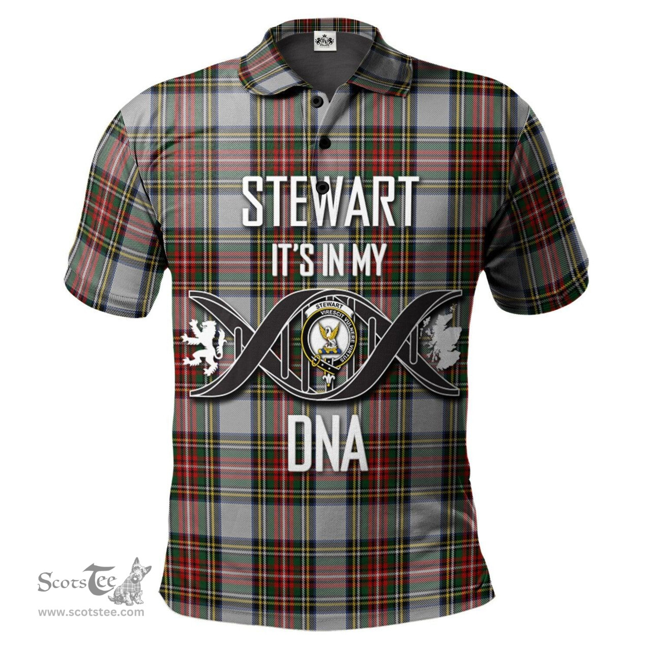 Scottish Stewart Dress Clan It's In My DNA - DNA In Me Crest Tartan Polo Shirt Scottish Plaid Tartan Plaid - ScotsTee - scotstee.com