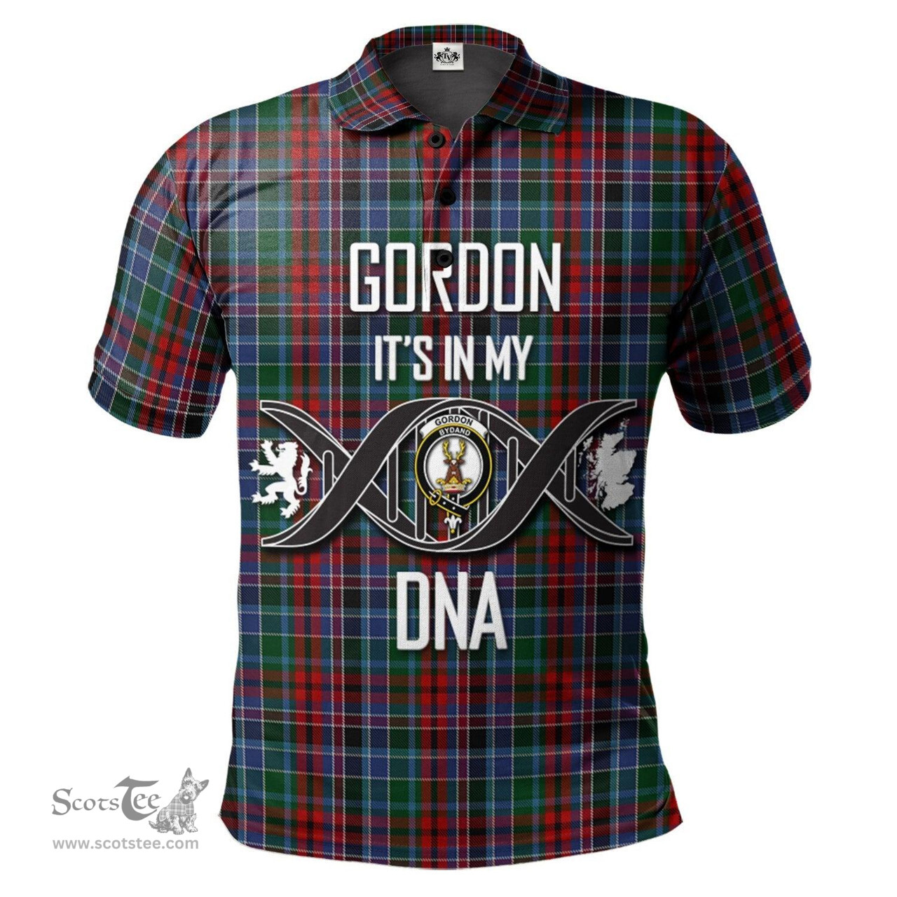 Scottish Gordon Red Clan It's In My DNA - DNA In Me Crest Tartan Polo Shirt Scottish Plaid Tartan Plaid - ScotsTee - scotstee.com