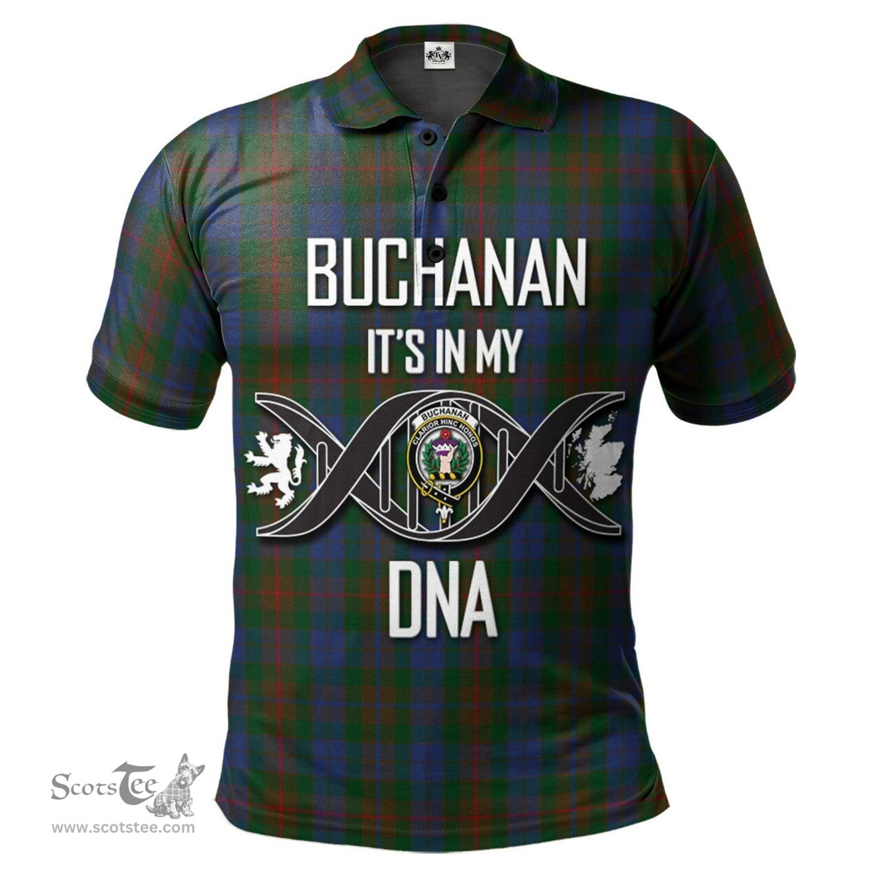 Scottish Buchanan Hunting Clan It's In My DNA - DNA In Me Crest Tartan Polo Shirt Scottish Plaid Tartan Plaid - ScotsTee - scotstee.com