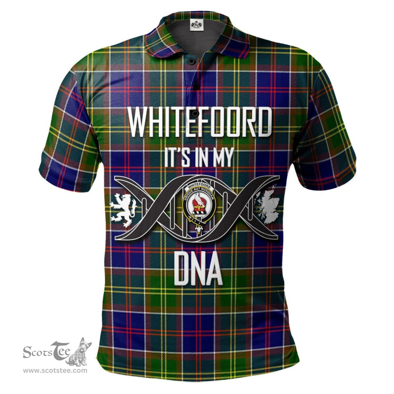 Scottish Whitefoord modern Clan It's In My DNA - DNA In Me Crest Tartan Polo Shirt Scottish Plaid Tartan Plaid - ScotsTee - scotstee.com