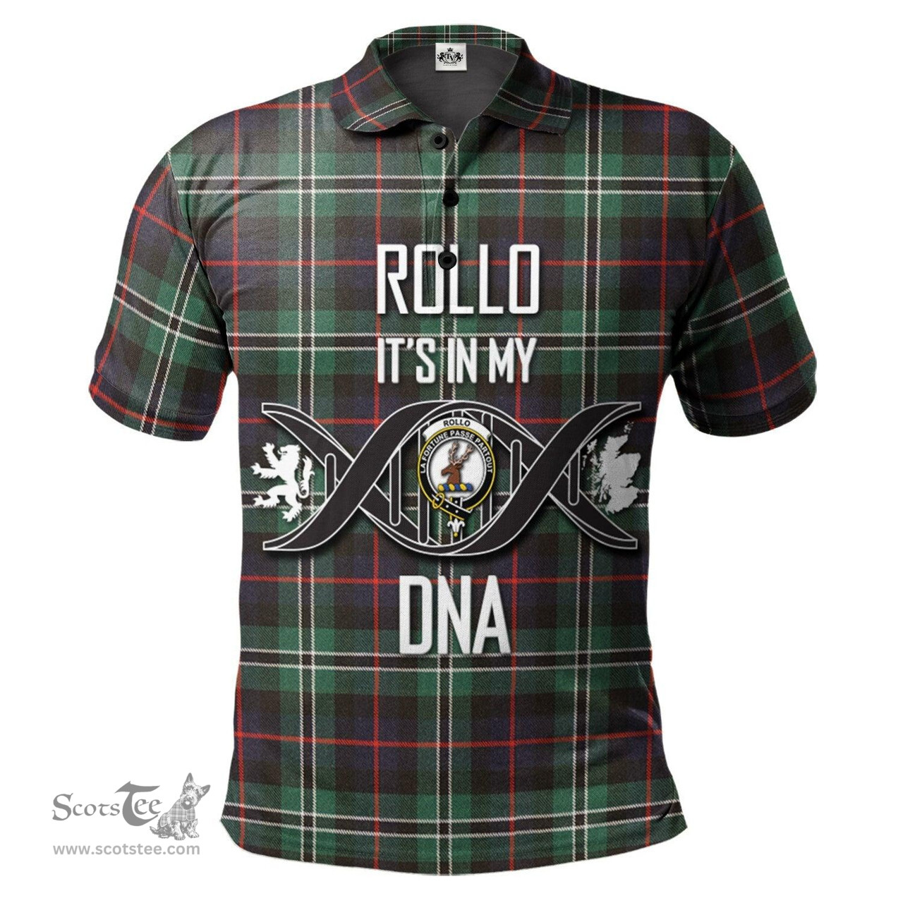 Scottish Rollo Hunting Clan It's In My DNA - DNA In Me Crest Tartan Polo Shirt Scottish Plaid Tartan Plaid - ScotsTee - scotstee.com