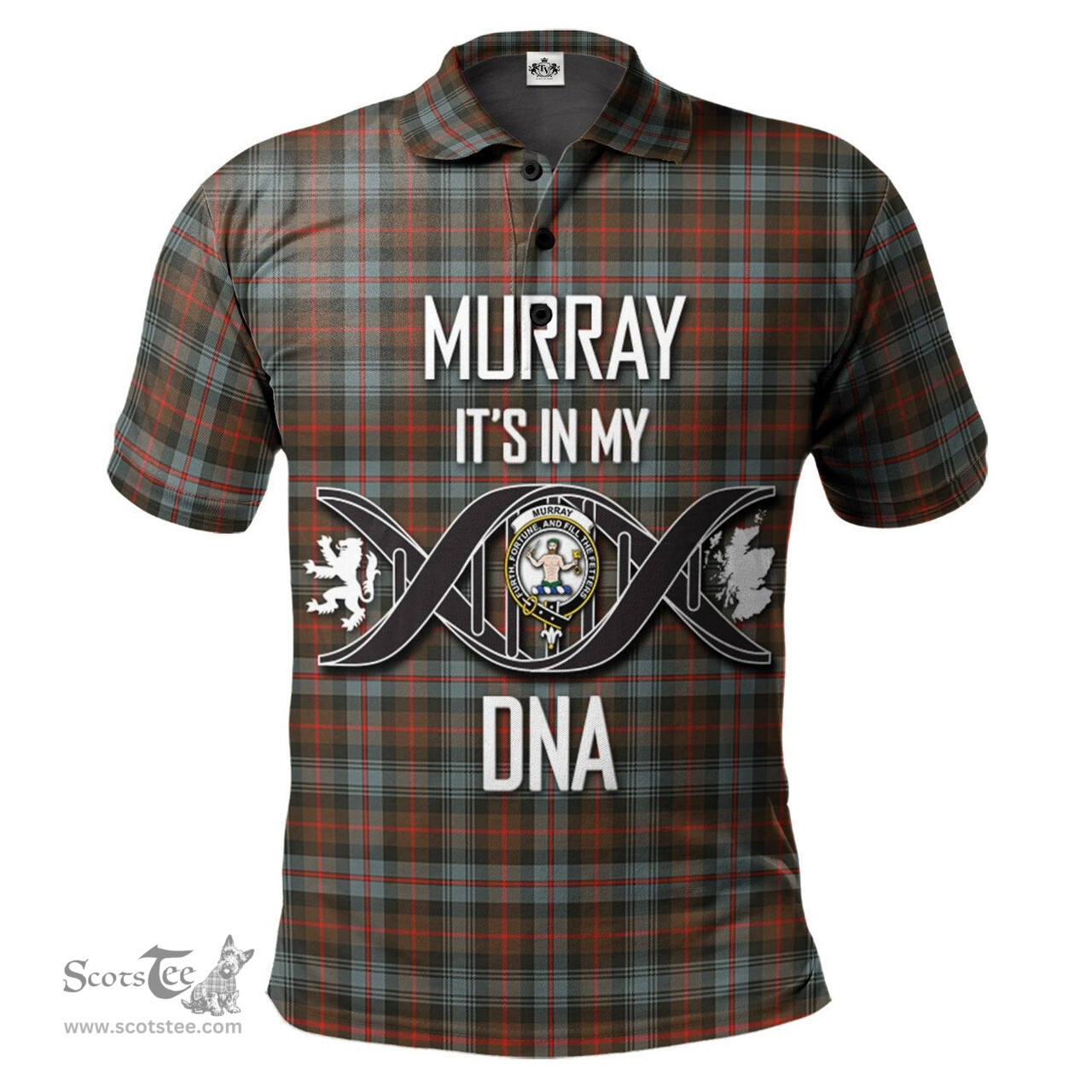 Scottish Murray of Atholl Weathered Clan It's In My DNA - DNA In Me Crest Tartan Polo Shirt Scottish Plaid Tartan Plaid - ScotsTee - scotstee.com
