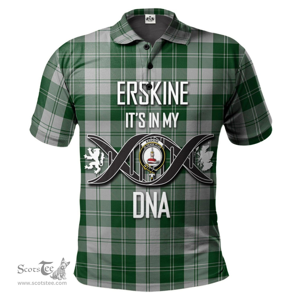 Scottish Erskine Green Clan It's In My DNA - DNA In Me Crest Tartan Polo Shirt Scottish Plaid Tartan Plaid - ScotsTee - scotstee.com