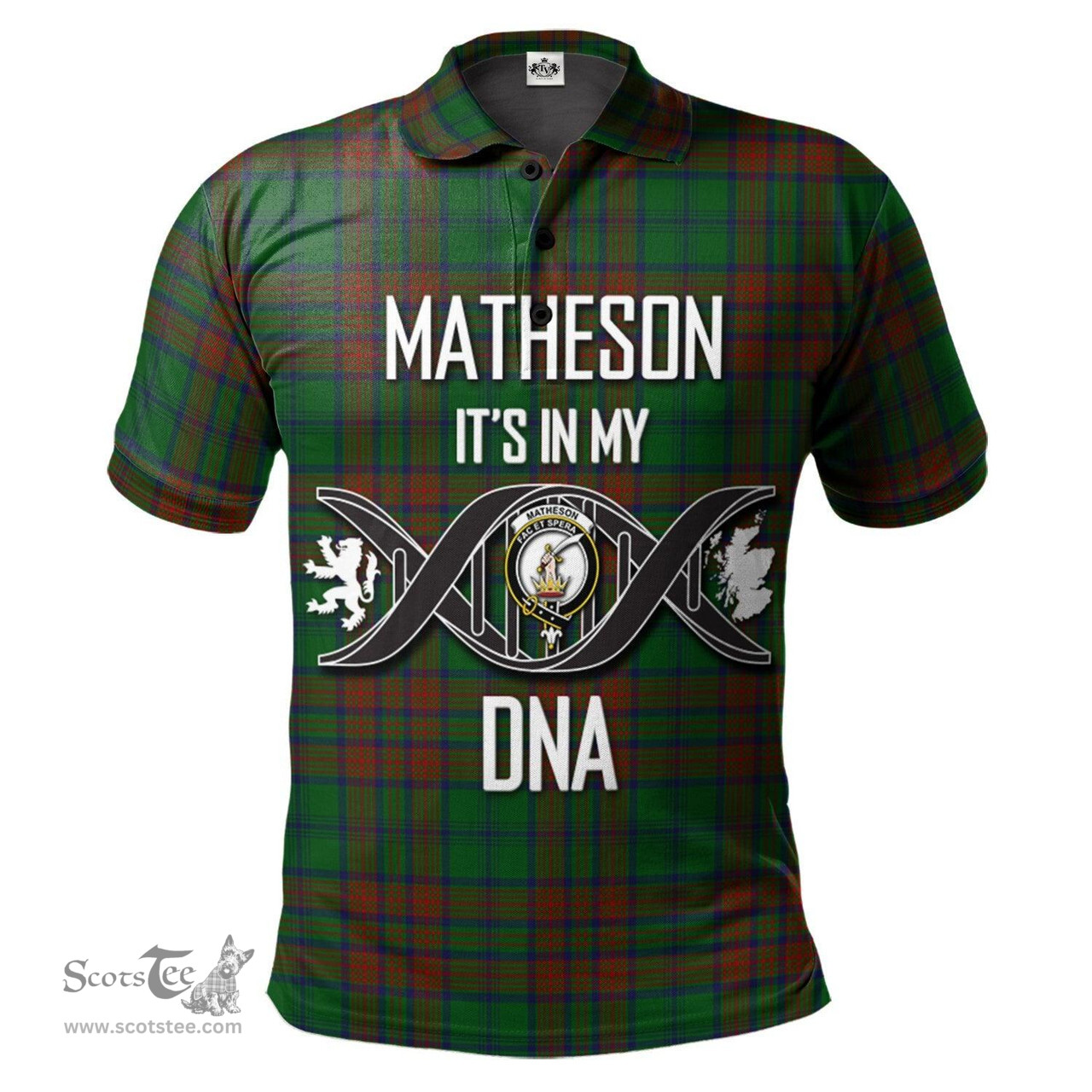 Scottish Matheson Hunting Highland Clan It's In My DNA - DNA In Me Crest Tartan Polo Shirt Scottish Plaid Tartan Plaid - ScotsTee - scotstee.com