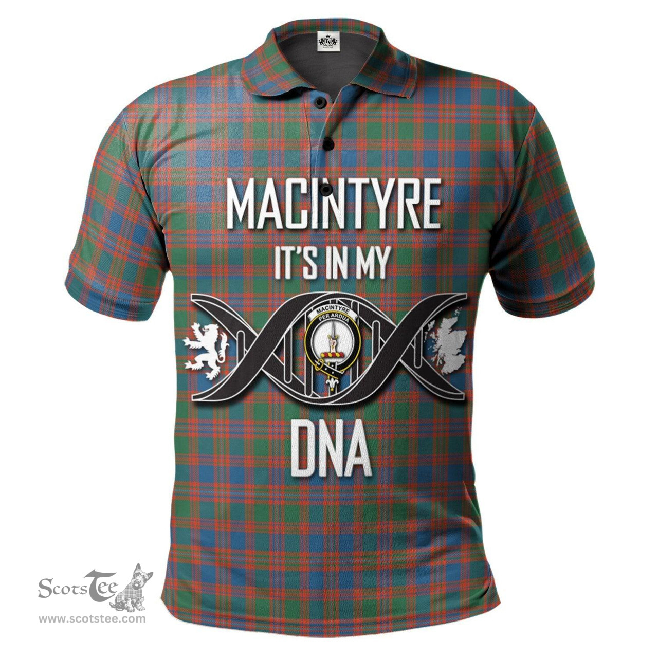 Scottish MacIntyre Ancient Clan It's In My DNA - DNA In Me Crest Tartan Polo Shirt Scottish Plaid Tartan Plaid - ScotsTee - scotstee.com