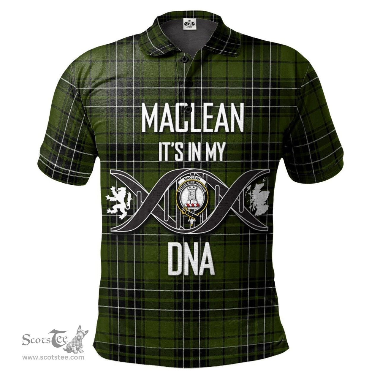 Scottish MacLean Hunting Clan It's In My DNA - DNA In Me Crest Tartan Polo Shirt Scottish Plaid Tartan Plaid - ScotsTee - scotstee.com