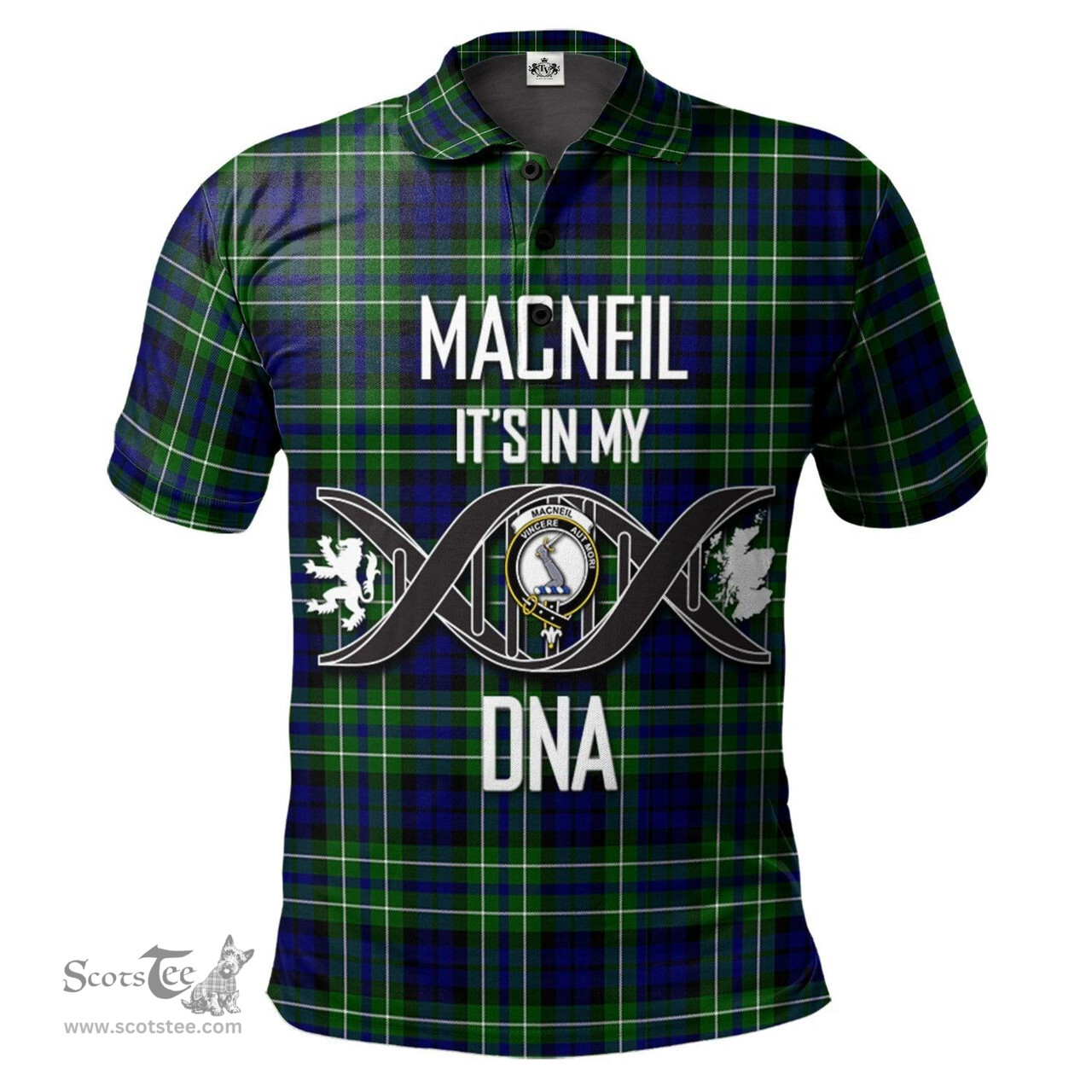 Scottish MacNeil of Colonsay Modern Clan It's In My DNA - DNA In Me Crest Tartan Polo Shirt Scottish Plaid Tartan Plaid - ScotsTee - scotstee.com