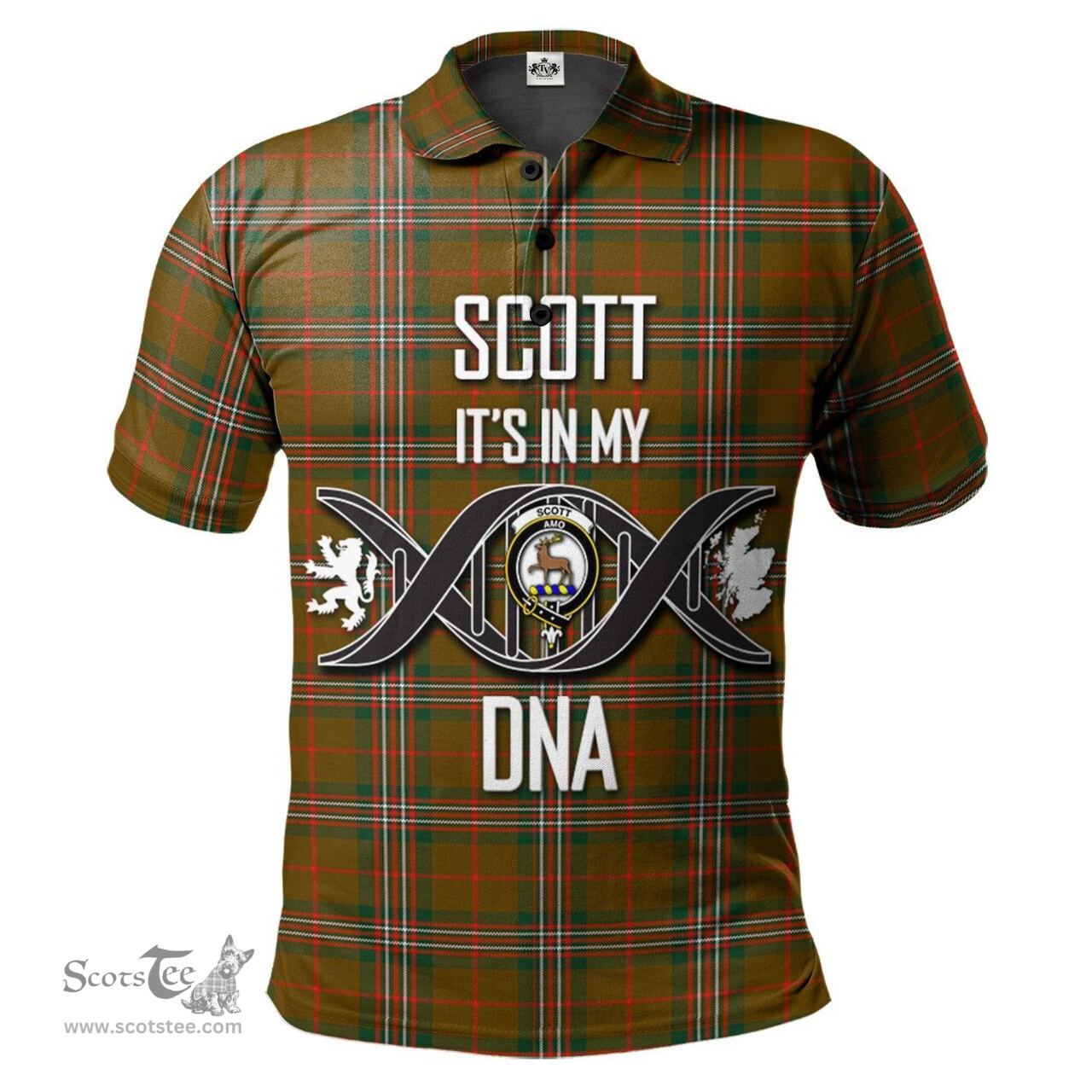 Scottish Scott Brown Modern Clan It's In My DNA - DNA In Me Crest Tartan Polo Shirt Scottish Plaid Tartan Plaid - ScotsTee - scotstee.com