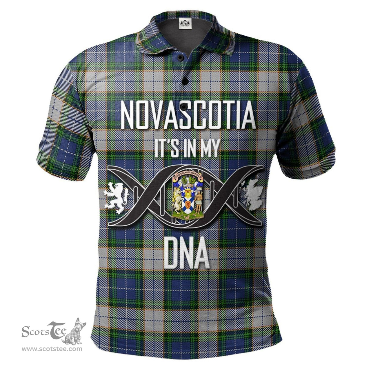 Scottish NovaScotia District Dress Clan It's In My DNA - DNA In Me Crest Tartan Polo Shirt Scottish Plaid Tartan Plaid - ScotsTee - scotstee.com
